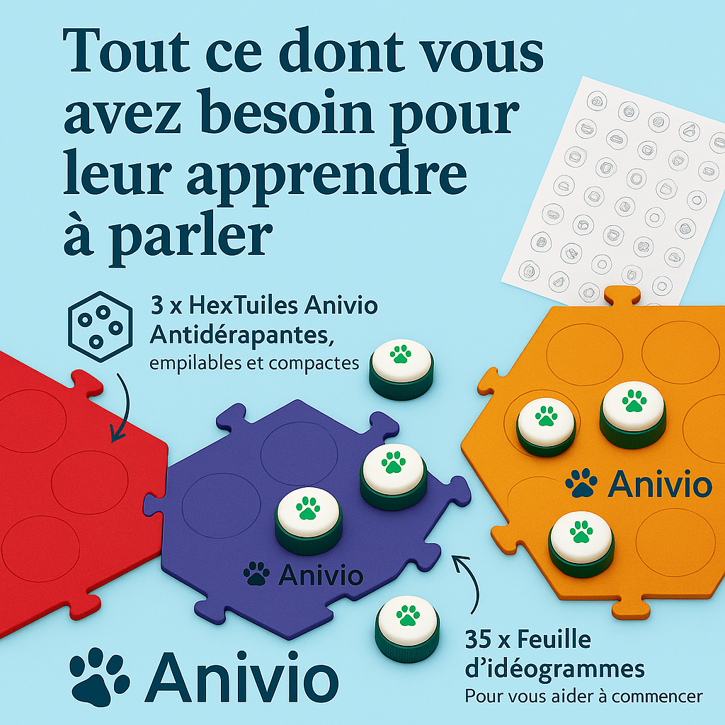 Kit complet Anivio – 6 boutons vocaux pour communiquer avec votre animal