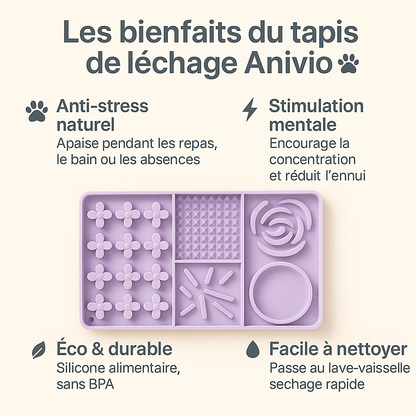 Tapis de léchage apaisant Anivio® – Un moment de calme et de bien-être pour chiens et chats